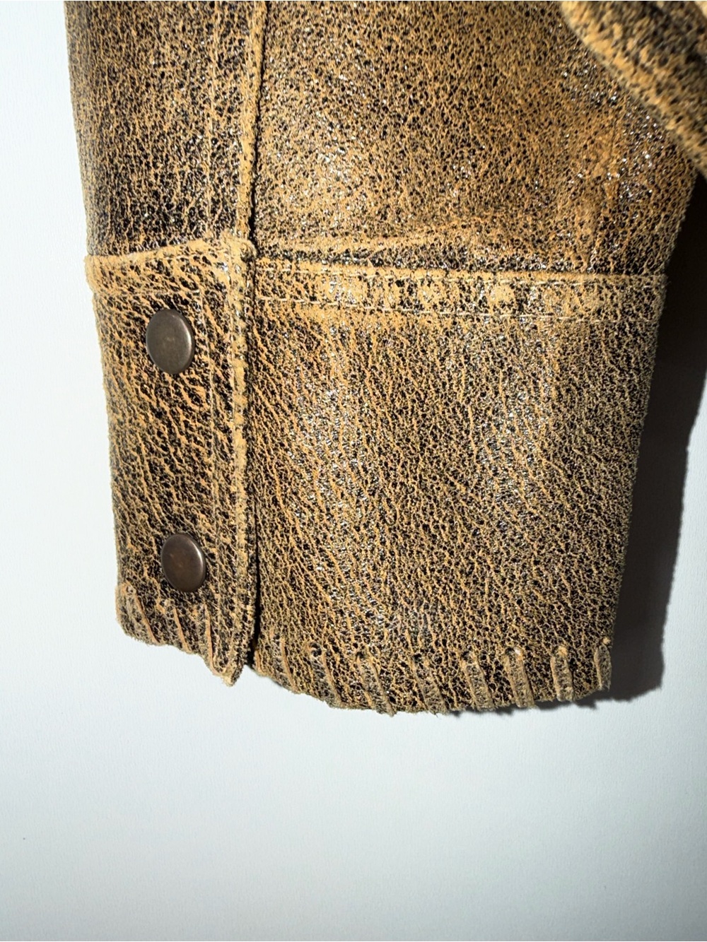 GUESS Crackled Leather Snap Shirt Jacket - Picture 5 of 7